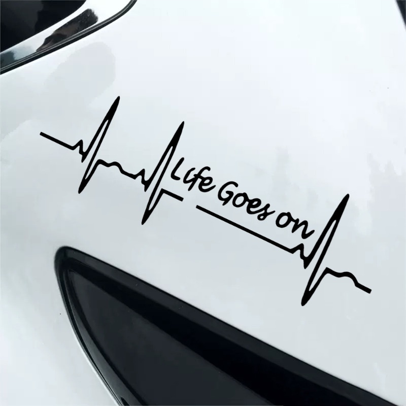 Nhãn Dán Trang Trí Xe Hơi Họa Tiết Chữ life goes on Màu Đen Chống Thấm Nước