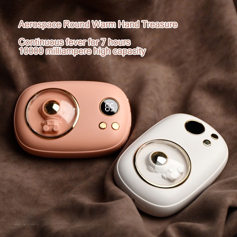 JIASHI Máy sưởi tay phi hành gia USB sạc dự phòng hai trong một màn hình đèn sưởi phi hành gia