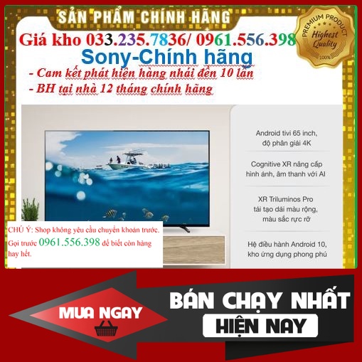 'NEW' Smart Tivi OLED Sony 65 Inch 4K XR-65A80J &lt; Chính hãng BH:24 tháng tại nhà toàn quốc &gt; - Mới 100%