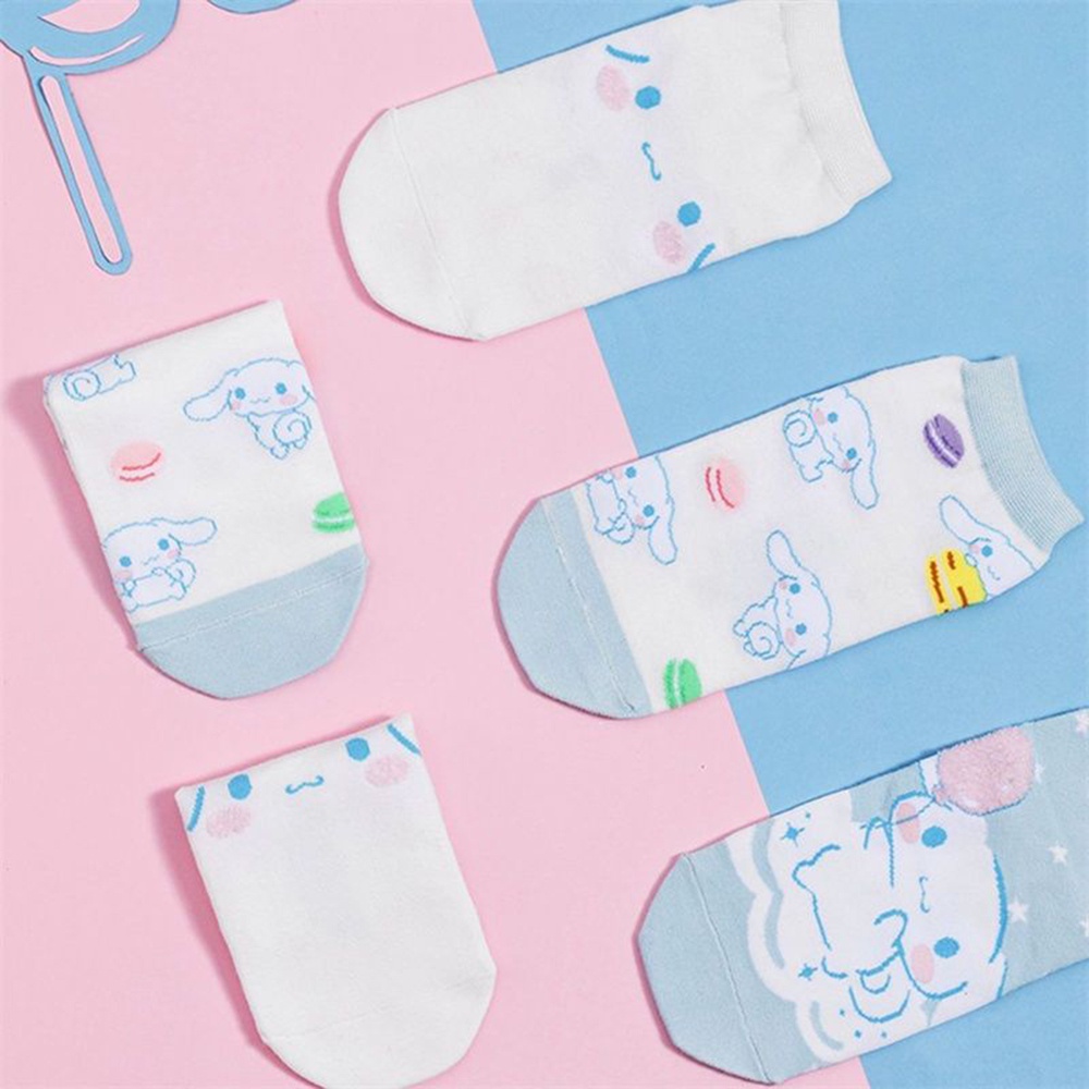 Sanrio Vớ cotton Cổ Thuyền In Họa Tiết Hoạt Hình Chó cinnamon / melody Dễ Thương Cho Bé Gái