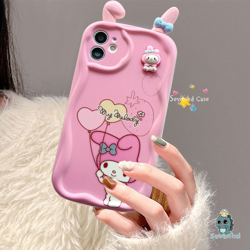 Tương Thích Với iphone 15 14 13 12 11 pro max 7 8 plus se2020 x xr xs max 6 6s plus Viền Cong 3d Hình Chú Chó Tai To Xinh Xắn Ốp