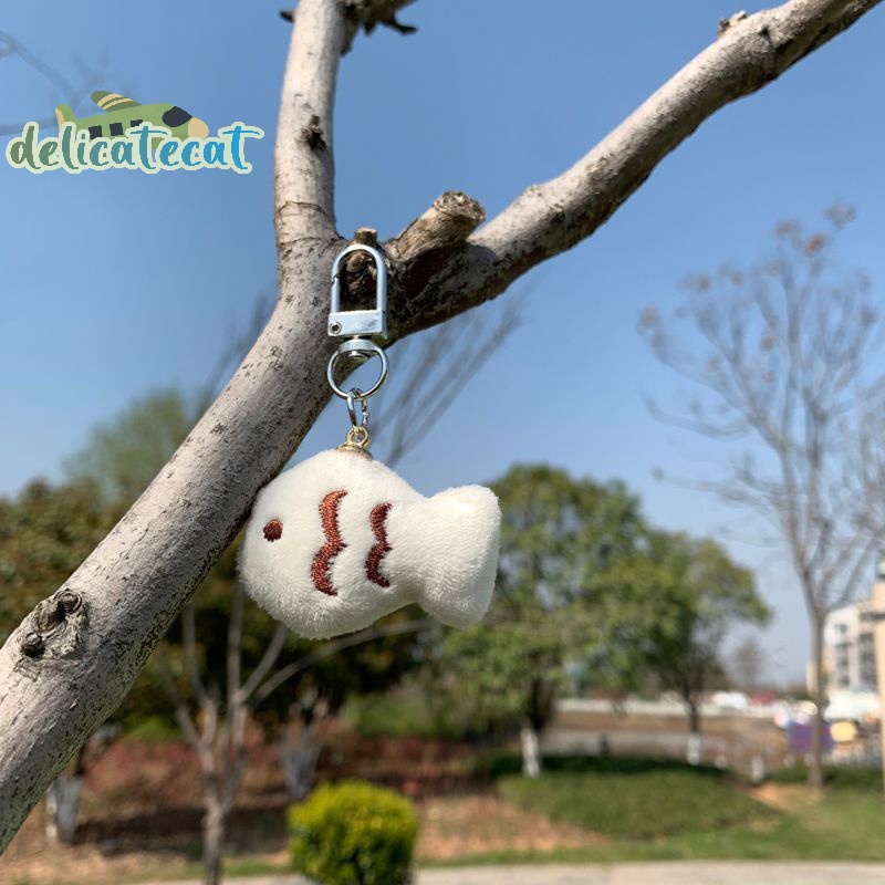 Móc Khóa Hình Mèo Và Cá Nhồi Bông Dễ Thương Sáng Tạo