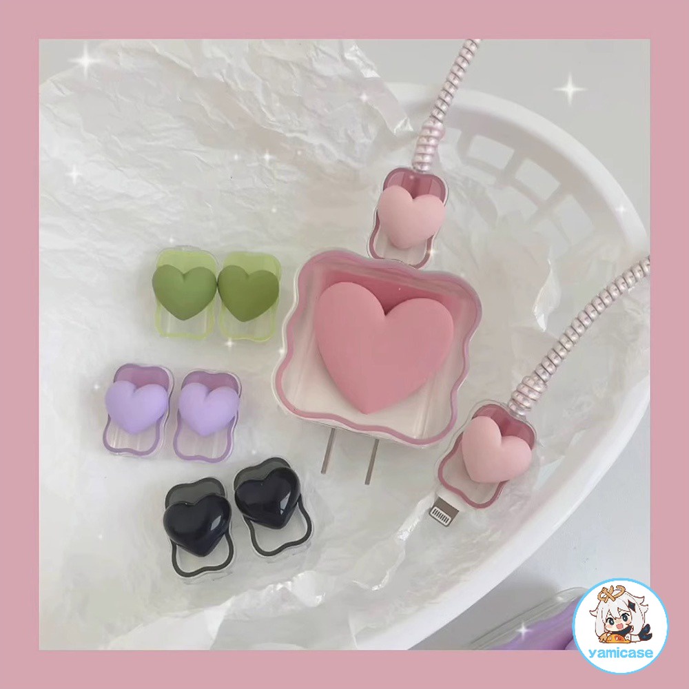 Vỏ Bảo Vệ Dây Cáp Sạc usb apple 20w Hình Trái Tim 3d