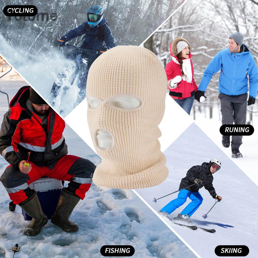 Mũ Trùm Đầu Dệt Kim Có Mặt Nạ acrylic 3 Lỗ Ấm Áp Khi Đi Xe Đạp / Trượt Tuyết