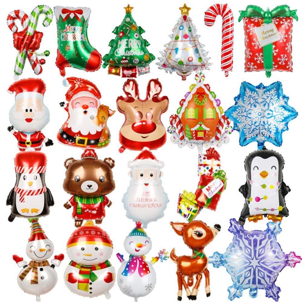 Bong Bóng Màng Nhôm Hình Ông Già Noel Tuần Lộc 3d Trang Trí Cây Thông Giáng Sinh