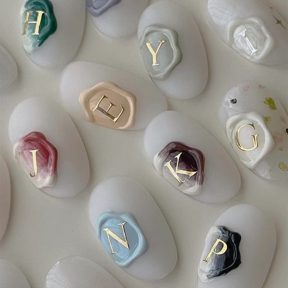 Sticker 3D | Chữ Cái Lớn Vàng Bạc | Hình Dán Móng Tay SWT030