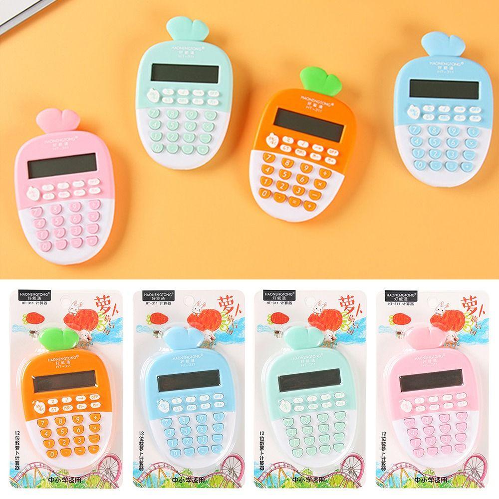 WAPKTY Máy Tính Cầm Tay Hình Củ Cà Rốt 12 Chữ Số Sạc Pin Cho Học Sinh