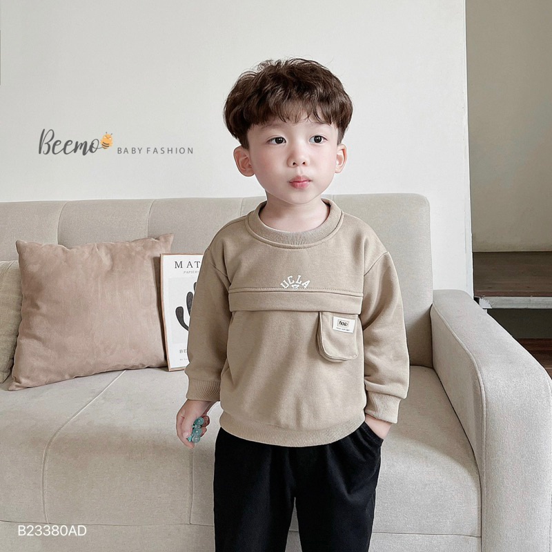 ÁO SWEATER PHỐI TÚI NGỰC TAG DA CHO BÉ