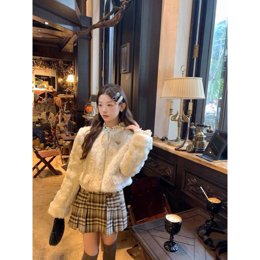 Áo Kiểu Tay Phồng Phối Ren Bèo Phong Cách Pháp