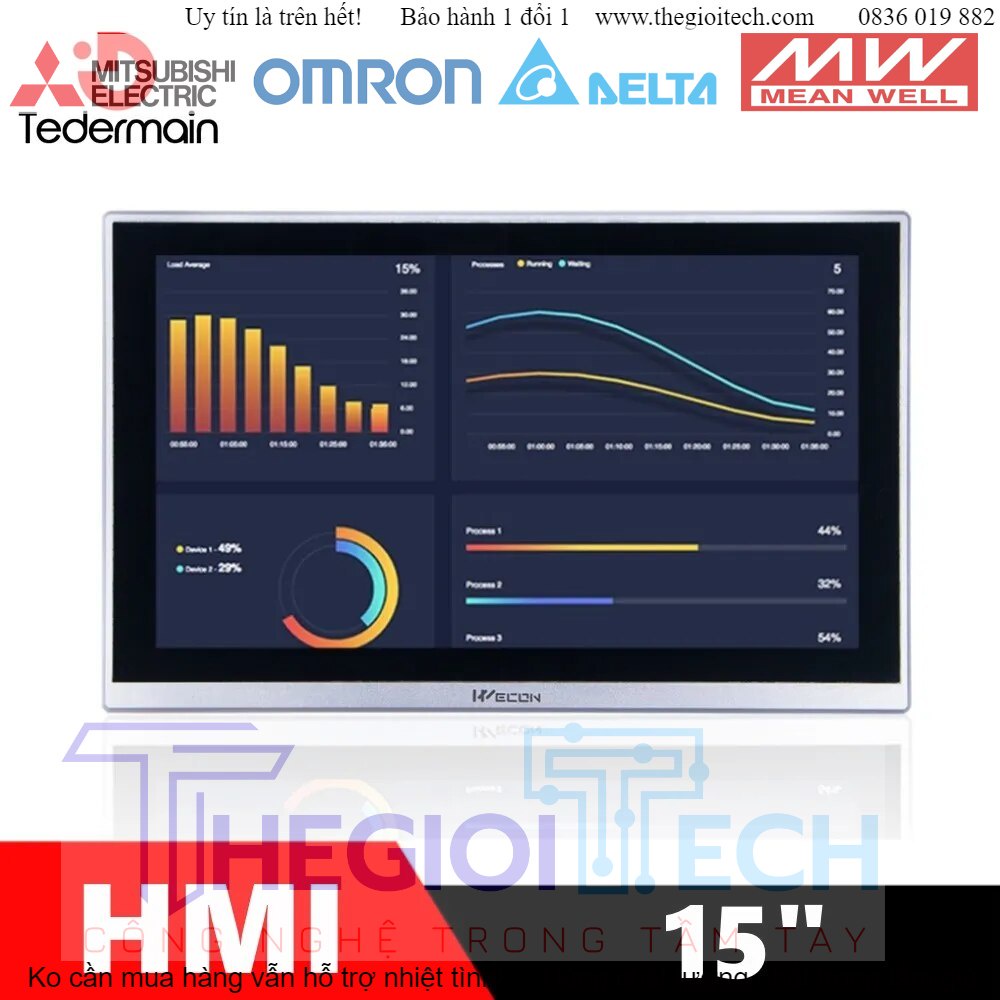 Wecon 15 inch HMI PI8150IG-C(WG) hỗ trợ điều khiển từ xa Ethernet + Cloud