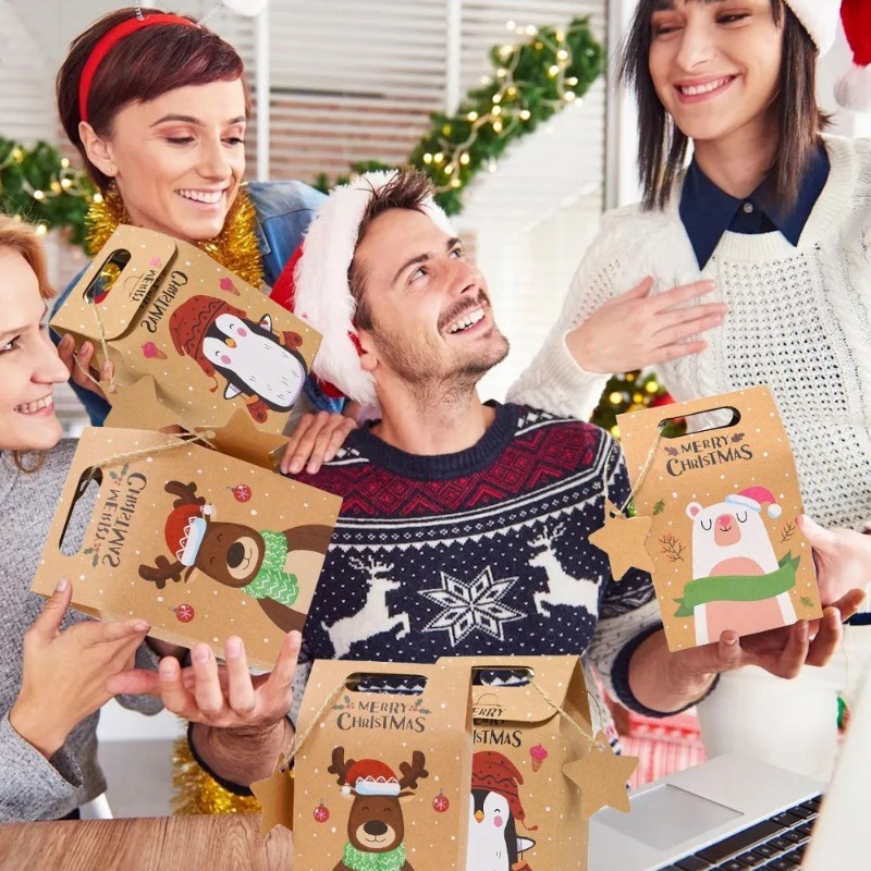 Túi Giấy kraft Đựng Quà Giáng Sinh / Năm Mới Hình Ông Già Noel / Người Tuyết Kèm Thẻ Giấy
