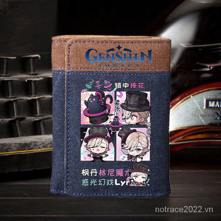 ★Genshin Impact★Ví Ngắn Đựng Thẻ Họa Tiết anime chibi lyney & lynette & freminet