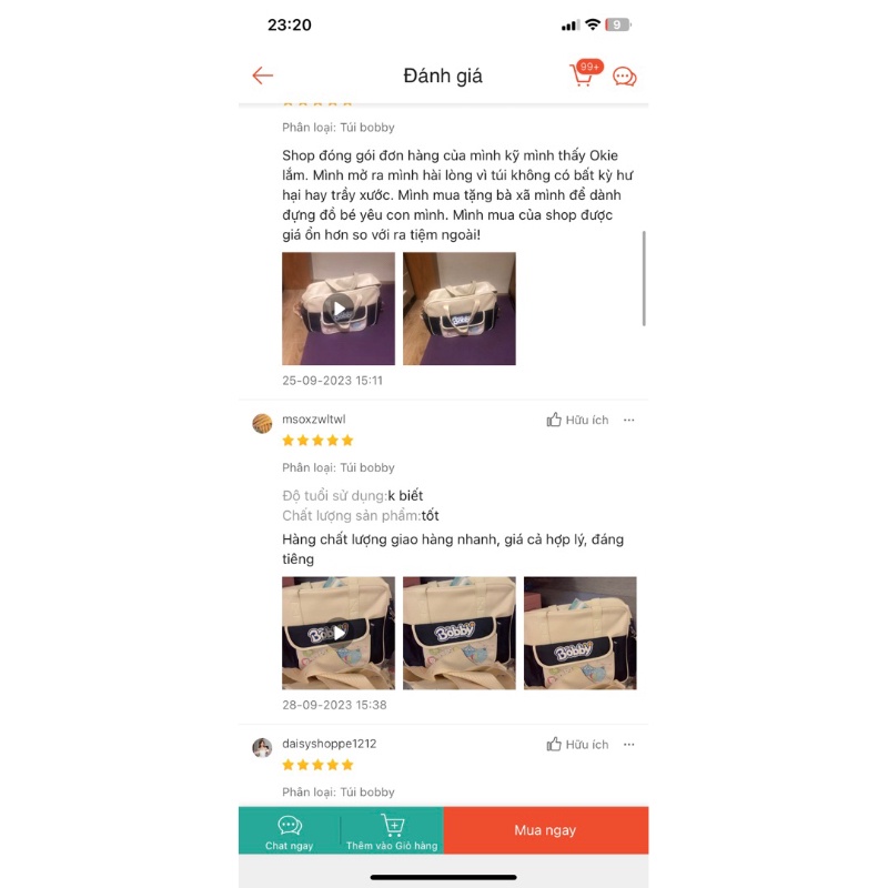 Túi Xách bỉm sữa cao cấp Bobby siêu xịn sò