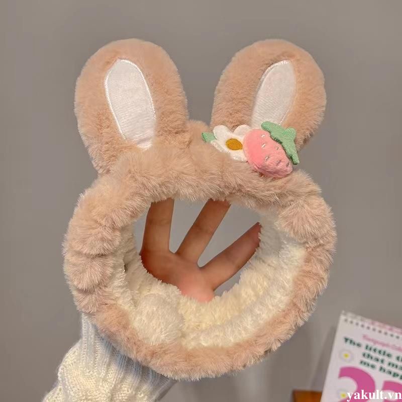 🎀 yakult 🎀Băng Đô Tai Thỏ Bằng Vải Bông Dễ Thương Dành Cho Nữ Rửa Mặt