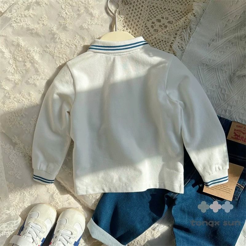 Áo polo Tay Dài Dáng Rộng Thời Trang Xuân Thu 2023 Cho Bé Trai