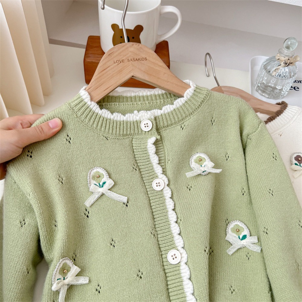 Áo Khoác cardigan Họa Tiết Hoa Thời Trang Xuân Thu Cho Bé Gái