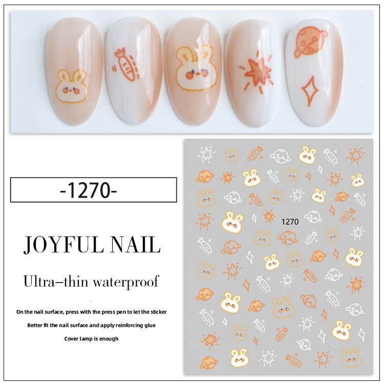 Miếng Dán Trang Trí Móng Tay Hình Gấu / Thỏ / Hành Tinh / Gấu Hoạt Hình Dễ Thương