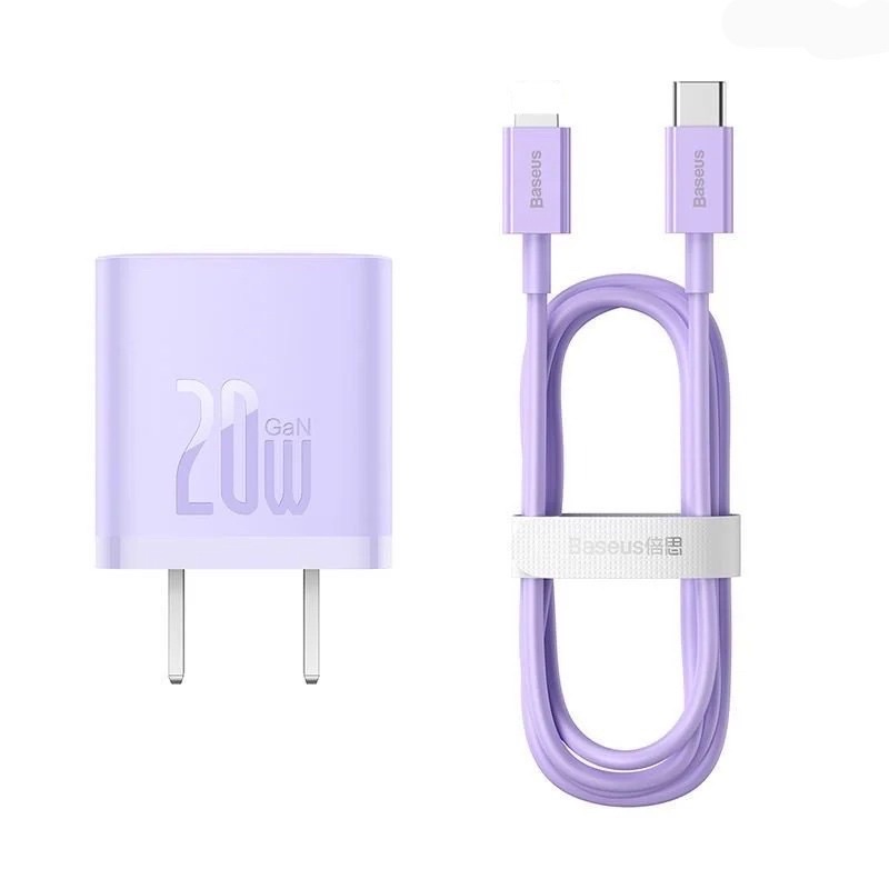 Combo bộ Sạc Nhanh Baseus GaN5 20W cho iPhone 12 13 Siêu Mini USB C Hỗ Trợ QC3.0 PD