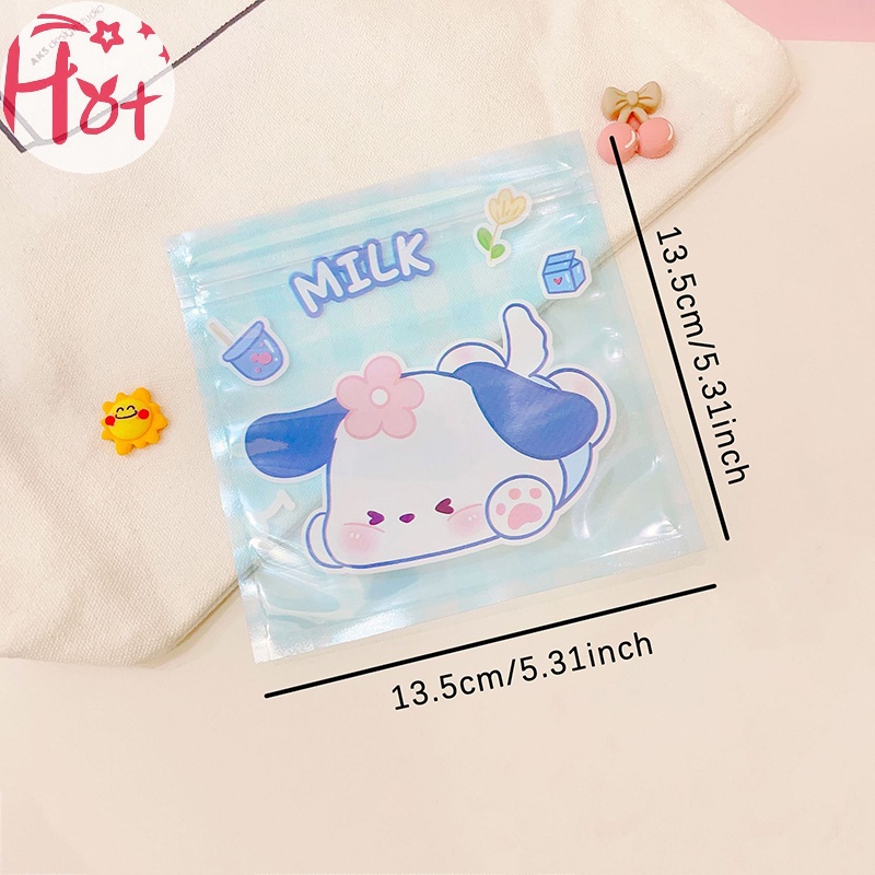 Set 10 Túi Zip Bằng Nhựa Họa Tiết Hoạt Hình Đựng Bánh Kẹo / Sô Cô La / Quà Tặng