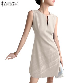 Zanzea Đầm Hai Dây Cổ Chữ v Màu Trơn Phong Cách Hàn Quốc Thời Trang Cho Nữ