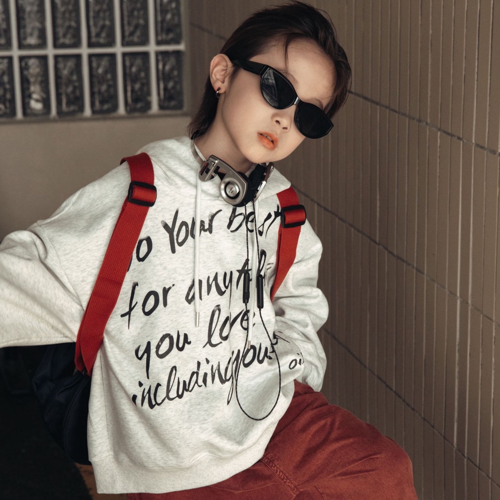 Áo hoddie cho bé AB793 size 90-140 in chữ cá tính,  thời trang trẻ em phong cách Hàn Quốc thu đông 2023