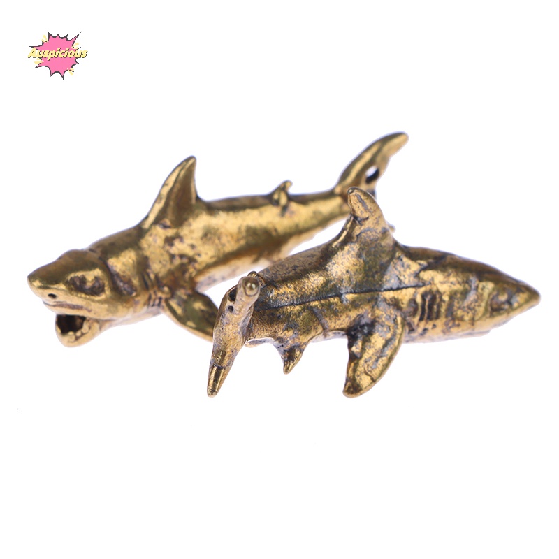 1 Bức Tượng Cá Mập Bằng Đồng Thau Để Bàn Trang Trí Phong Cách vintage
