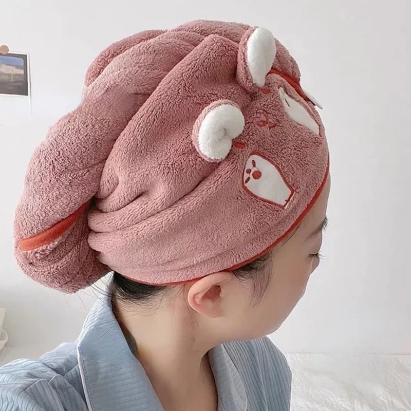Khăn Quấn Tóc Cotton Nhanh Khô Thêu Hình Thú Kinh Dị Độc Đáo 25x60cm YK
