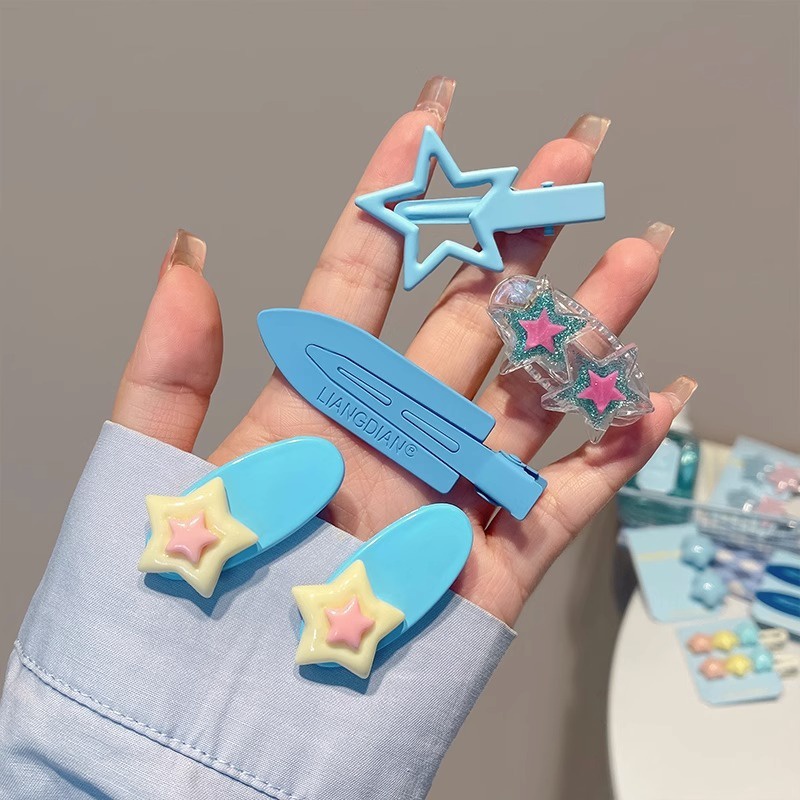 Bộ 2 Kẹp Tóc Hình Ngôi Sao Đám Mây Xanh Dương Xinh Xắn Thời Trang Hàn Quốc Cho Bé Gái