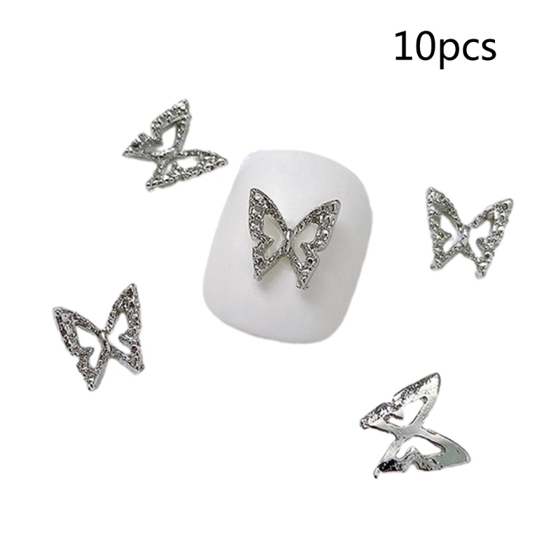 Set 10 Phụ Kiện Trang Trí Móng Tay Hình Bướm 3d Xinh Xắn charms