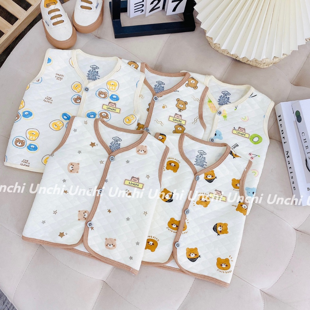 Áo GILE trần bông thiêu hình ô vuông UNCHI vải COTTON