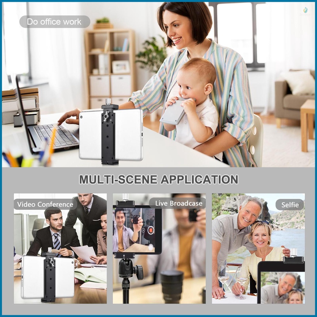 Premium Aluminum Alloy Tablet Tripod Mount - Adjustable Width 12.5cm-23cm/4.92in-9.05in - Compatible with Smartphone iPhone 13/12/11 iPad