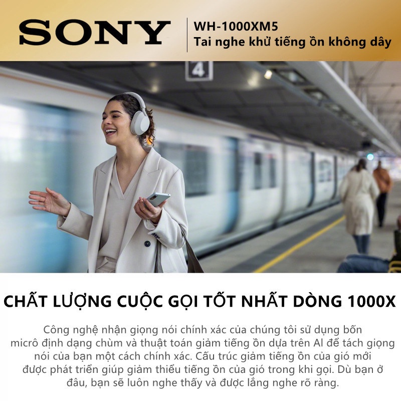 Tai Nghe Sony WH-1000XM5 Bluetooth Không Dây Có Công Nghệ Chống ồn Và Micrô Tích Hợp - Bảo Hành 3 Tháng