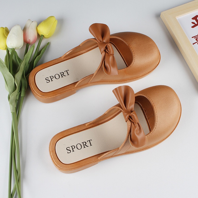 Dép Sandal Xỏ Ngón Đính Nơ Màu Trơn Thời Trang Cho Nữ