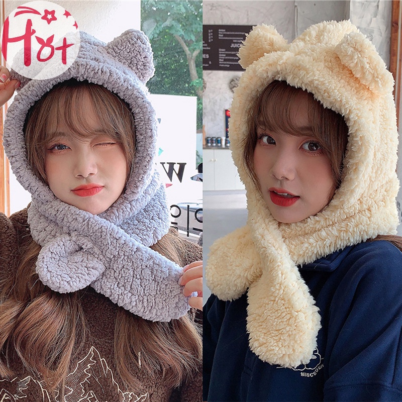 Jr Set 1 Món Nón Khăn Choàng Găng Tay Và Khăn Choàng Cổ 3 Trong 1 Chống Gió Giữ Ấm Mùa Đông Hình Tai Gấu Dễ Thương vn
