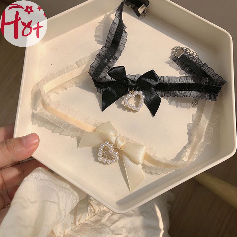 Jr Vòng Cổ choker Ren Mặt Trái Tim Thắt Nơ Phong Cách Lolita vintage Cho Nữ vn