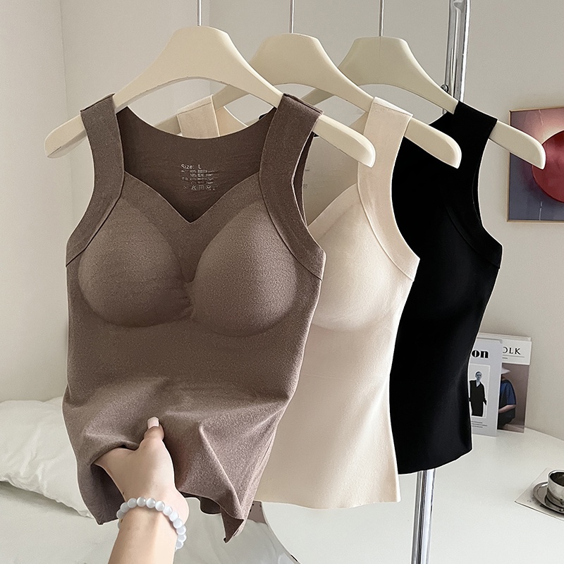 Áo Lót Nhung Giữ Nhiệt Không Tay Có Đệm Ngực Chống Nóng Mùa Đông Đức Cho Nữ