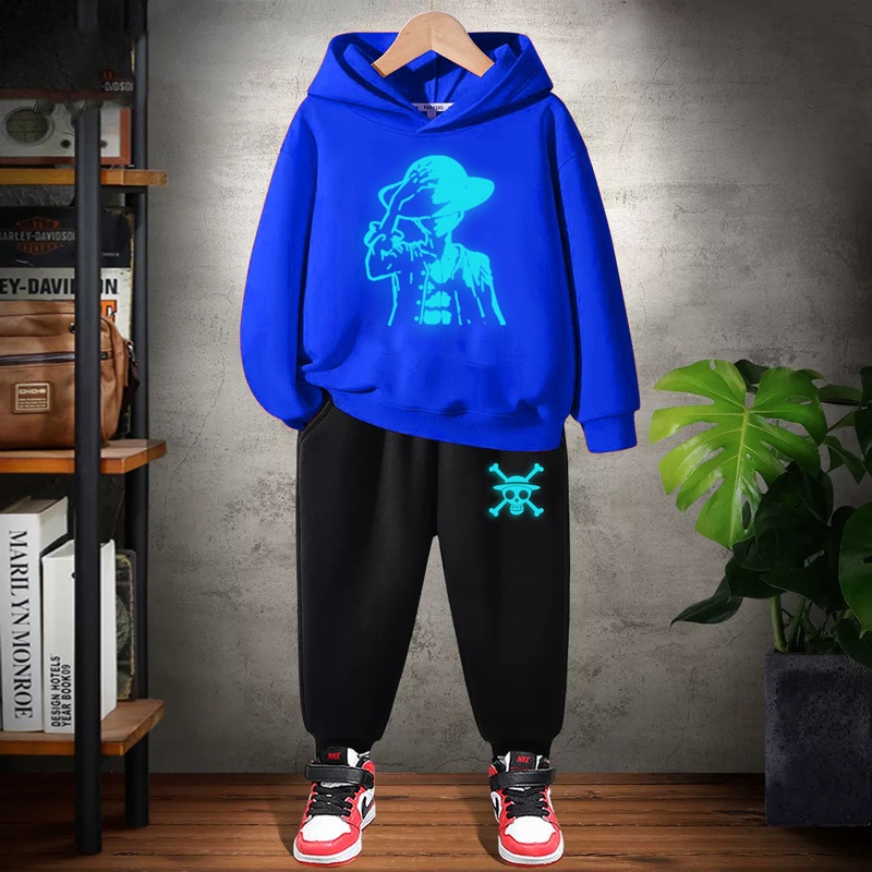Áo hoodie In Hình one piece Phát Sáng Thời Trang Thu Đông Cho Bé Trai