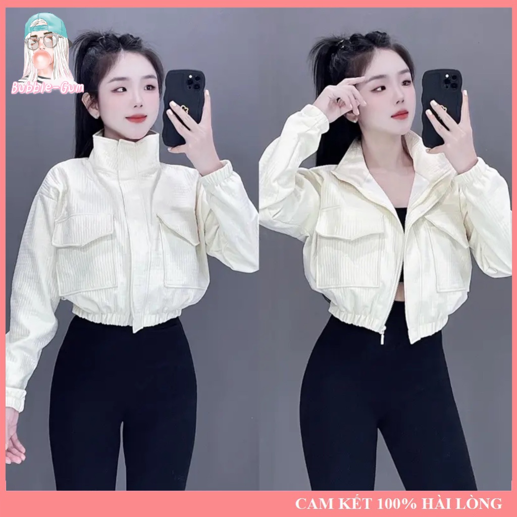 Áo Khoác Thun 2 Da Caro Cổ Trụ 4 Túi Dưới 60KG BUBBLE GUM