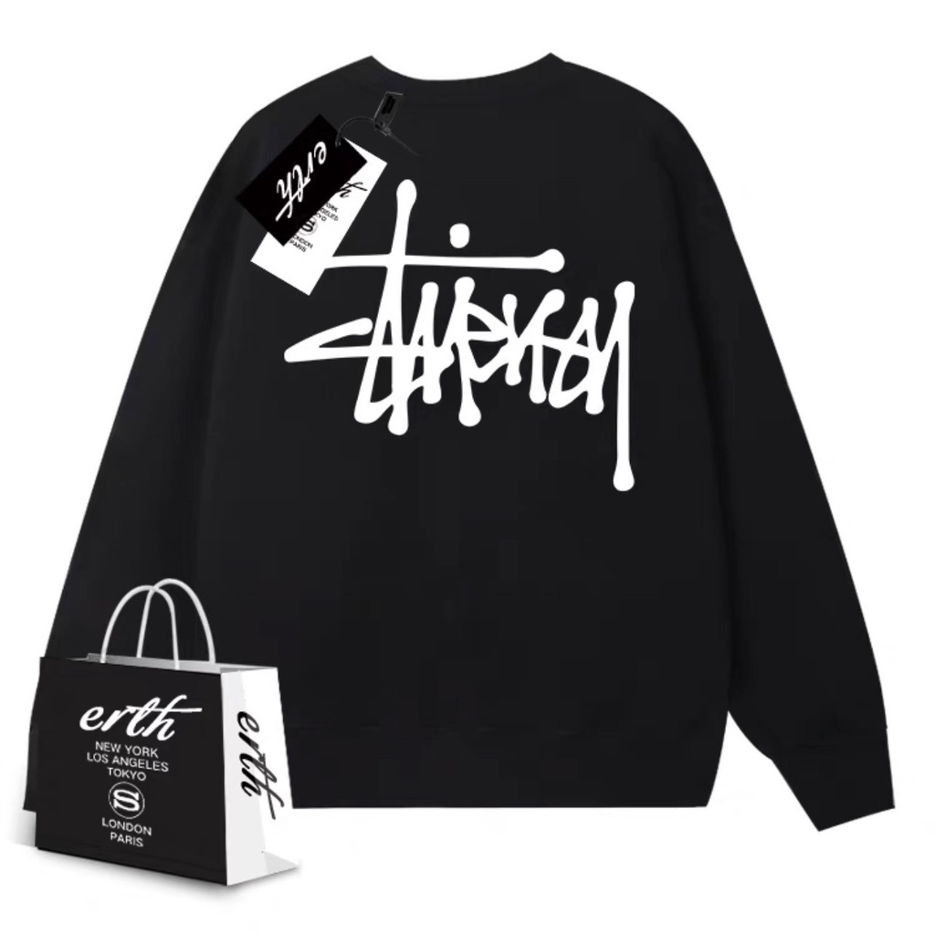 Áo Sweater Stussy Nike, Áo Thun Nỉ Lót Lông Dài Tay Cao Cấp Form Rộng PIKA Studio