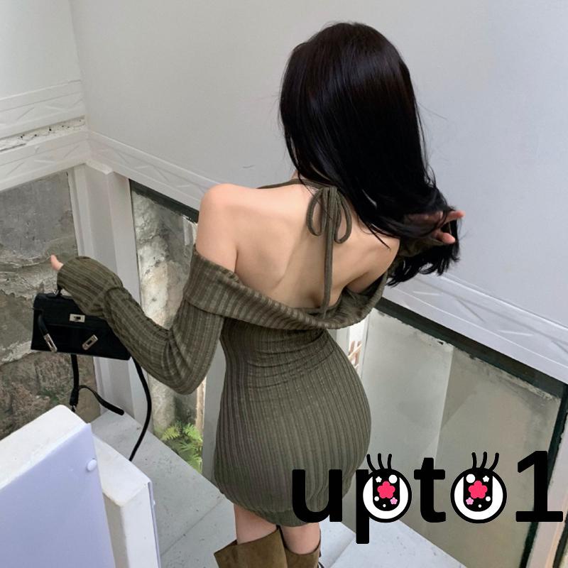 Đầm Body Dệt Kim Tay Dài Thiết Kế Hở Lưng Quyến Rũ