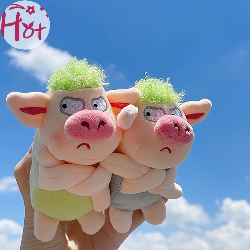 Jr Móc Khóa Hình Chú Heo Nhồi Bông Màu Xanh Lá Dễ Thương
