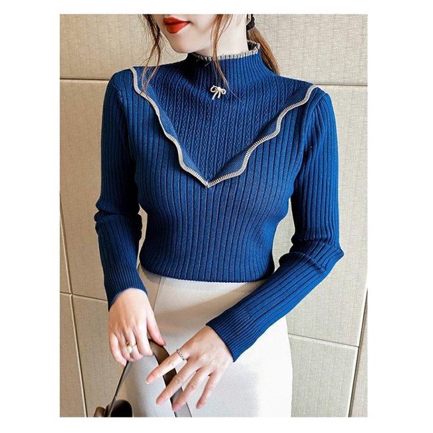 Áo sweater Cổ Cao Vừa Vặn Phong Cách Hàn Quốc Thời Trang Mùa Thu Cho Nữ