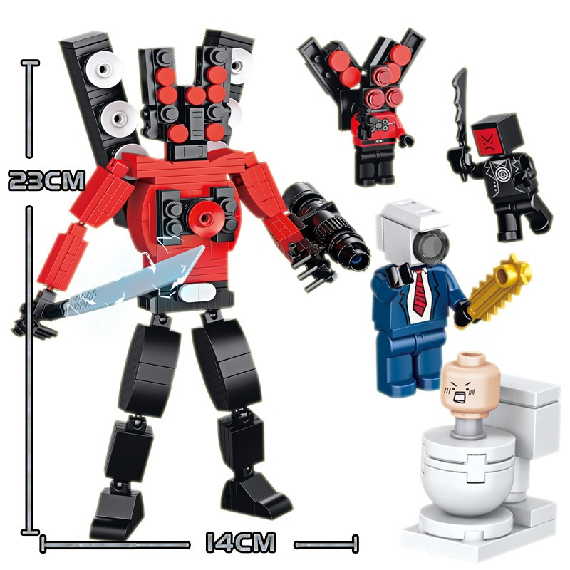 Lego 4 trong 1 Titan speaker man, Tivi man, camera man, Skibidi toilet - Đồ chơi lắp