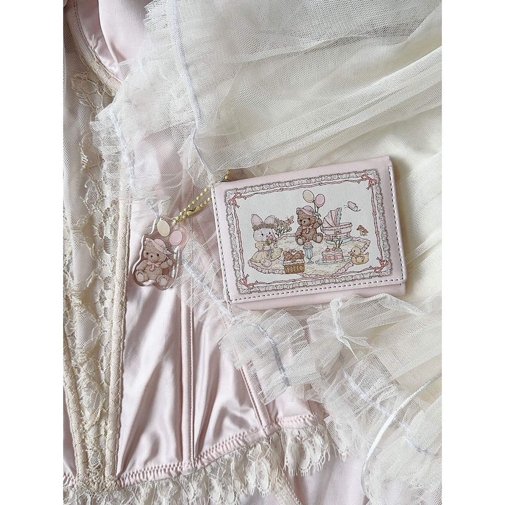 Girl dream spring Ví Đựng Nhiều Thẻ Có Khóa Nam Châm Chống Khử Từ Dòng picnic Chính Hãng Thiết Kế Hình Gấu Thỏ Dễ Thương