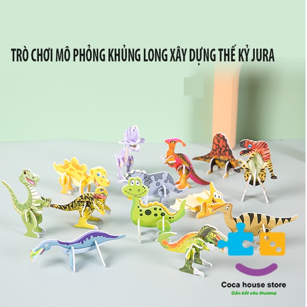 Đồ Chơi Ghép Hình 3D Bằng Giấy Hình Các Chú Khủng Long Cho Bé
