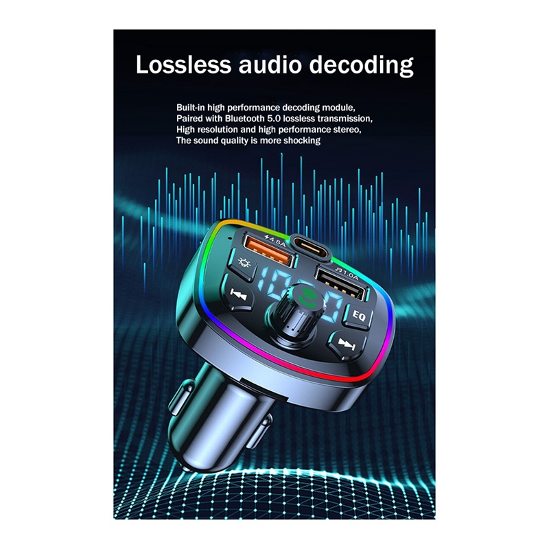 Thiết Bị Phát bluetooth fm mp3 Hai Cổng usb Có Đèn Cho Xe Hơi