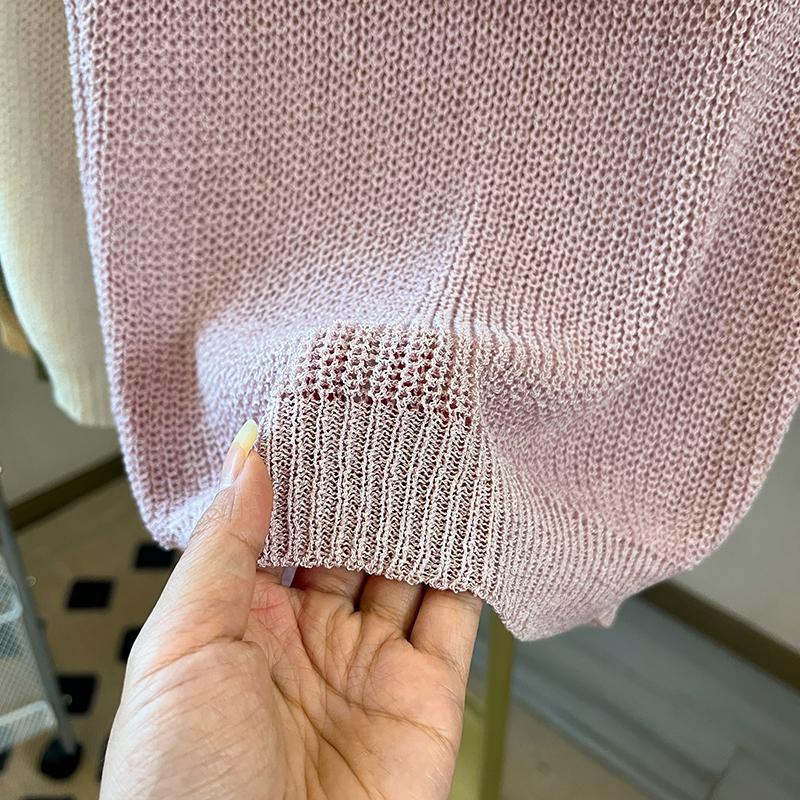 Áo sweater Dệt Kim Tay Ngắn Vải Lụa Lạnh Mỏng Thời Trang Mùa Hè 2023 Phong Cách Pháp Cho Nữ
