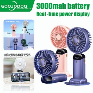 Quạt điện goojodoq mini di động kèm đèn kèm sạc usb tiện dụng cho học sinh