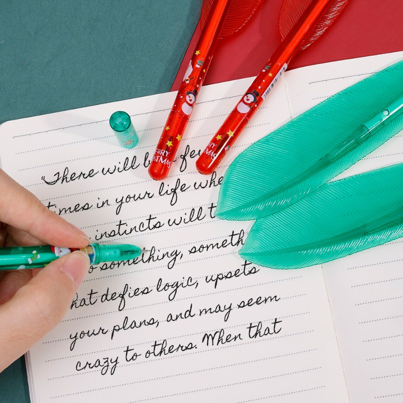 Bút Kí Tên Màu Đen Hình Cây Thông Noel / Lông Vũ Hoạt Hình Khô Nhanh Dùng Trong Trường Học / Văn Phòng Phẩm