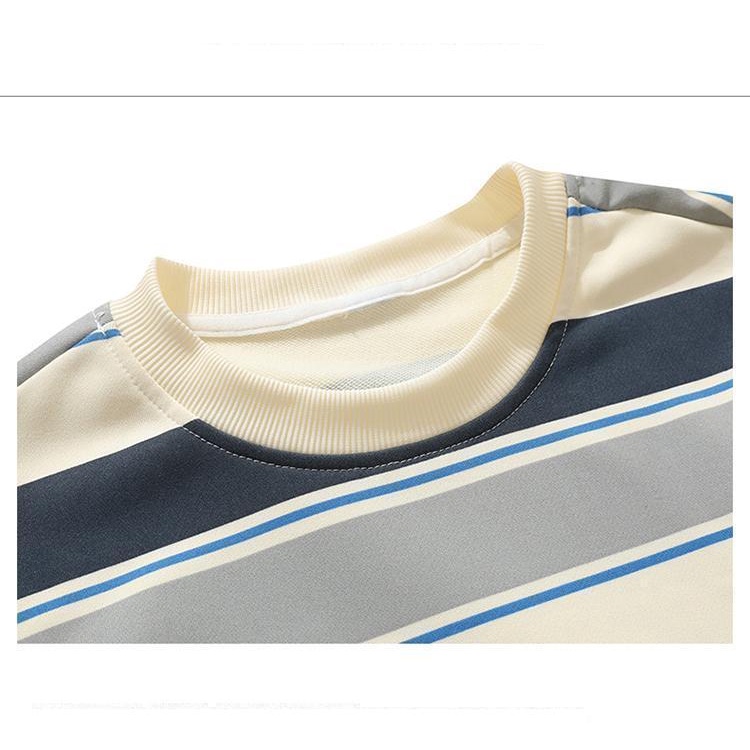 Áo Thun Tay Dài Dáng Rộng Họa Tiết Kẻ Sọc Phong Cách retro Mỹ Thời Trang Xuân Thu Cho Nam size s-3xl